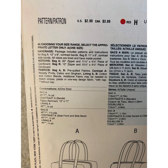 Butterick Misses Handbag Sewing Pattern B4840 - uncut - Picture 5 of 8